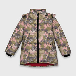 Зимняя куртка для девочки Камуфляж с бабочками