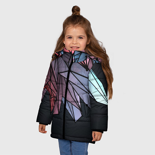Зимняя куртка для девочки ГеометриЧеский Рисунок / 3D-Черный – фото 3