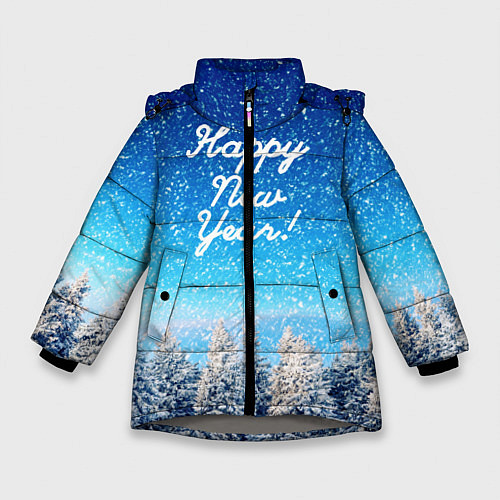 Зимняя куртка для девочки Happy New Year / 3D-Светло-серый – фото 1
