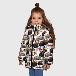 Куртка зимняя для девочки Котики Суши, цвет: 3D-черный — фото 2
