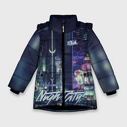 Куртка зимняя для девочки Welcome to Night City, цвет: 3D-черный