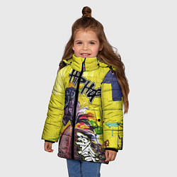 Куртка зимняя для девочки Граффити HIP-HOP, цвет: 3D-черный — фото 2