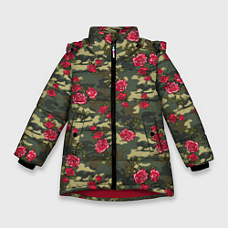 Зимняя куртка для девочки Камуфляж и розы