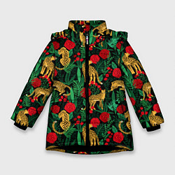 Куртка зимняя для девочки Leopards, цвет: 3D-черный