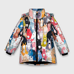 Куртка зимняя для девочки Цветные лошади, цвет: 3D-черный
