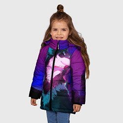 Куртка зимняя для девочки Сказочный волк, цвет: 3D-черный — фото 2
