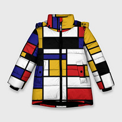 Куртка зимняя для девочки Color blocking, цвет: 3D-черный