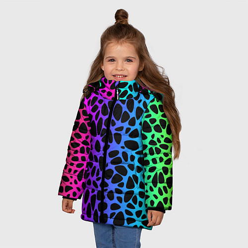 Зимняя куртка для девочки Неоновый градиент / 3D-Черный – фото 3