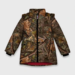 Куртка зимняя для девочки Охотничий камуфляж, цвет: 3D-красный