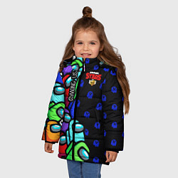 Куртка зимняя для девочки Among Us Brawl Stars, цвет: 3D-светло-серый — фото 2