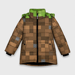 Куртка зимняя для девочки Minecraft камуфляж, цвет: 3D-черный