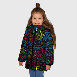 Куртка зимняя для девочки КОСМИЧЕСКИЙ НЕОН, цвет: 3D-красный — фото 2