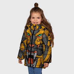 Куртка зимняя для девочки Хищный тигр киборг, цвет: 3D-черный — фото 2