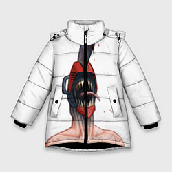 Куртка зимняя для девочки Человек Бензопила, цвет: 3D-черный