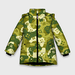 Куртка зимняя для девочки Гейм милитари, цвет: 3D-черный