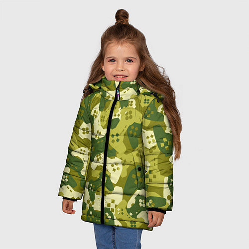 Зимняя куртка для девочки Гейм милитари / 3D-Черный – фото 3