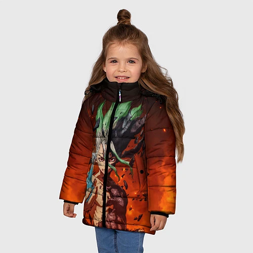 Зимняя куртка для девочки Доктор Стоун / 3D-Черный – фото 3