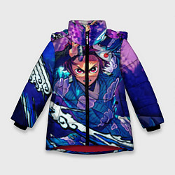 Куртка зимняя для девочки Танджиро камадо Клинок Демонов, цвет: 3D-красный