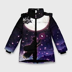 Куртка зимняя для девочки Шинобу Кочо Клинок демонов, цвет: 3D-черный
