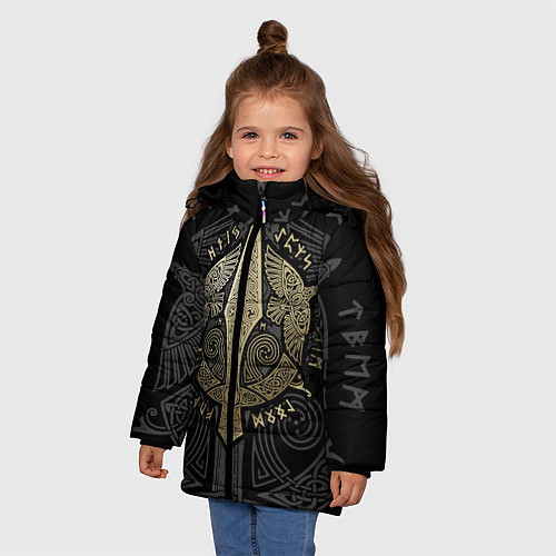 Зимняя куртка для девочки Кельтские ястребы / 3D-Черный – фото 3
