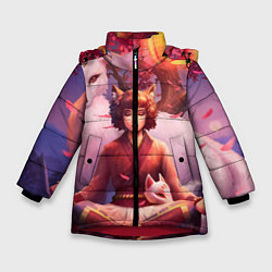 Куртка зимняя для девочки Девушка-лиса, цвет: 3D-красный