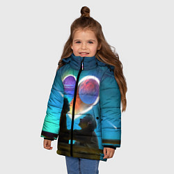 Куртка зимняя для девочки Ваня Дмитриенко Венера-Юпитер, цвет: 3D-светло-серый — фото 2