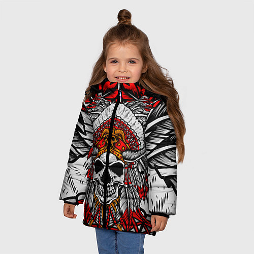 Зимняя куртка для девочки Indian skull head / 3D-Черный – фото 3