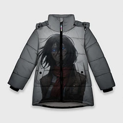 Куртка зимняя для девочки Микаса Аккерман, цвет: 3D-светло-серый