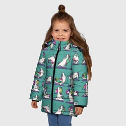 Куртка зимняя для девочки Единороги Зарядка, цвет: 3D-черный — фото 2