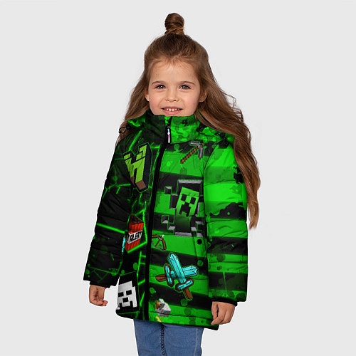 Зимняя куртка для девочки Minecraft Майнкрафт / 3D-Черный – фото 3