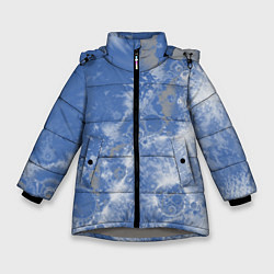 Куртка зимняя для девочки Летающие треугольники, цвет: 3D-светло-серый