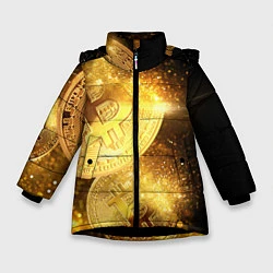 Куртка зимняя для девочки БИТКОИН ЗОЛОТО BITCOIN GOLD, цвет: 3D-черный