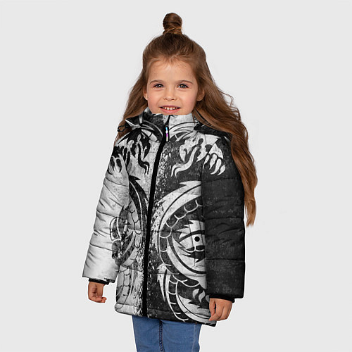 Зимняя куртка для девочки ДРАКОНЫ DRAGONS / 3D-Черный – фото 3