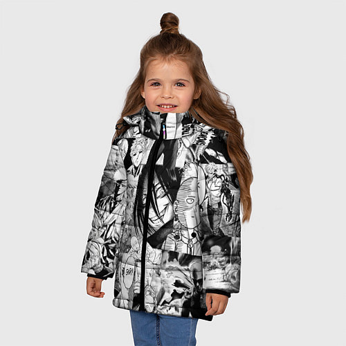 Зимняя куртка для девочки One-Punch Man Ванпачмен / 3D-Черный – фото 3