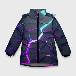 Куртка зимняя для девочки НЕОНОВЫЙ РАЗЛОМ 3Д РАЗЛОМ, цвет: 3D-светло-серый