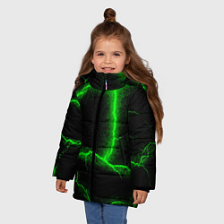 Куртка зимняя для девочки К - 13 зелёная трещина 3D, цвет: 3D-черный — фото 2