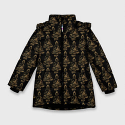 Куртка зимняя для девочки Будда, цвет: 3D-черный