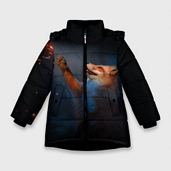 Куртка зимняя для девочки Лиса и огонек, цвет: 3D-черный