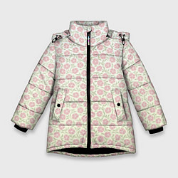 Куртка зимняя для девочки Узор мелкие цветочки, цвет: 3D-черный