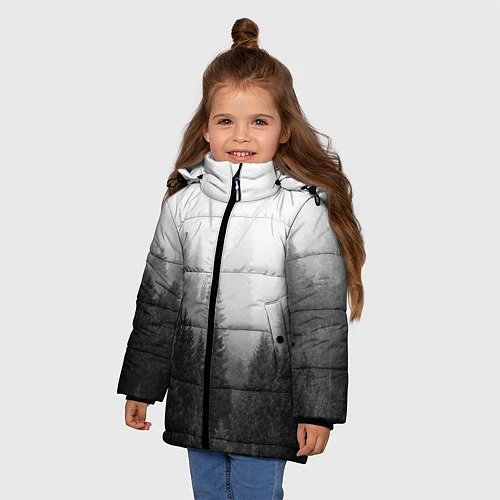 Зимняя куртка для девочки Туманный лес / 3D-Черный – фото 3