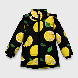 Куртка зимняя для девочки Лимоны на чёрном, цвет: 3D-черный