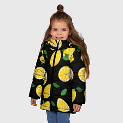 Куртка зимняя для девочки Лимоны на чёрном, цвет: 3D-черный — фото 2