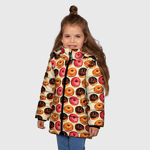 Зимняя куртка для девочки Пончики / 3D-Черный – фото 3