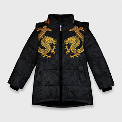 Куртка зимняя для девочки GOLD CHINA DRAGONS, цвет: 3D-черный
