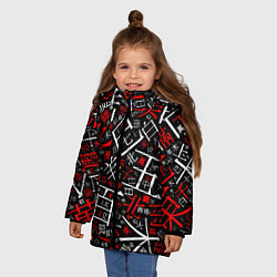 Куртка зимняя для девочки КИТАЙСКИЕ ИЕРОГЛИФЫ, цвет: 3D-светло-серый — фото 2