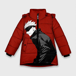 Куртка зимняя для девочки Годжо Магическая Битва арт02, цвет: 3D-черный