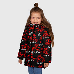 Куртка зимняя для девочки КЛИНОК, РАССЕКАЮЩИЙ ДЕМОНОВ, цвет: 3D-черный — фото 2