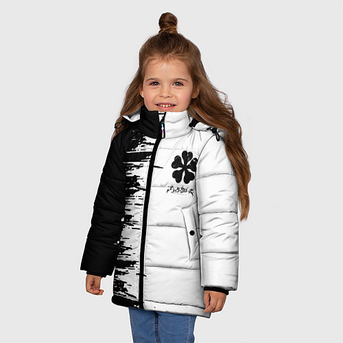 Зимняя куртка для девочки Чёрный клевер, / 3D-Черный – фото 3