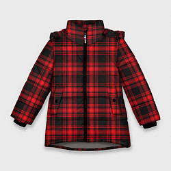 Куртка зимняя для девочки Красная клетка, цвет: 3D-светло-серый