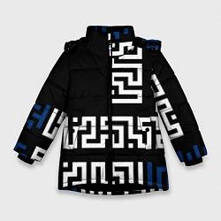 Куртка зимняя для девочки Геометрический Минимализм, цвет: 3D-черный